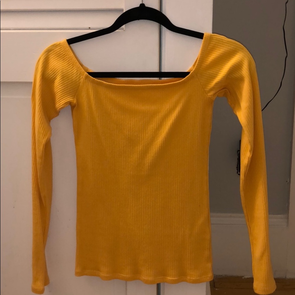 never used semi off shoulder slim fit shirt